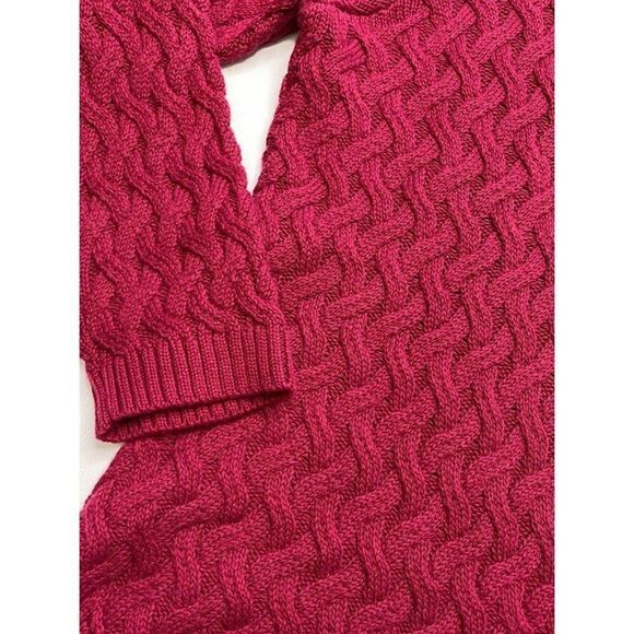 Jeanne Pierre Sweater Top Women's SMALL Dark‎ Red Cable Knit Crewneck Cotton NEW - Picture 7 of 9